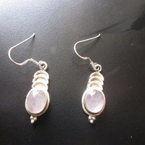 Rose quartz earrings in sterling silver